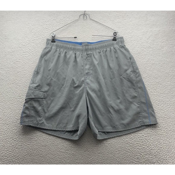 Nike Swim Trunks Mens XL Gray Blue Sports Athletic Cargo Pocket Bathing Suit 6" - Picture 1 of 13